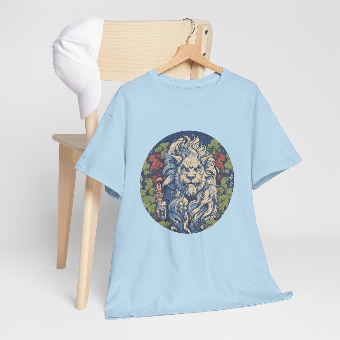 Lion Illustration T‑Shirt — Vintage Floral Lion Graphic Tee