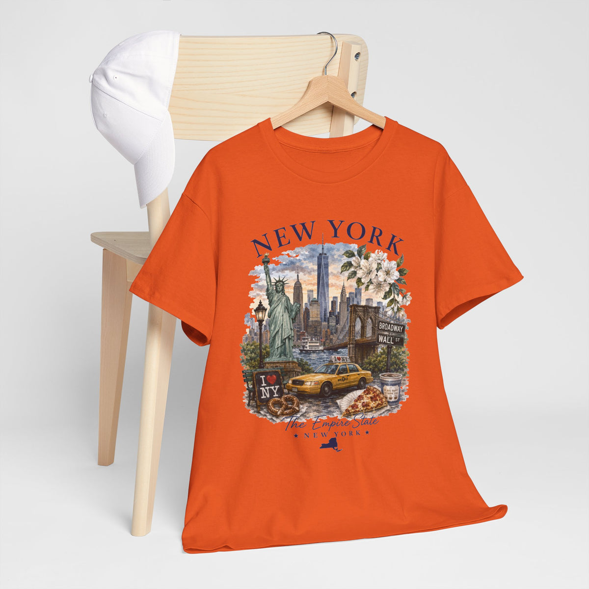 New York City Vintage Travel Tee — NYC Skyline, Yellow Cab & Landmark Collage