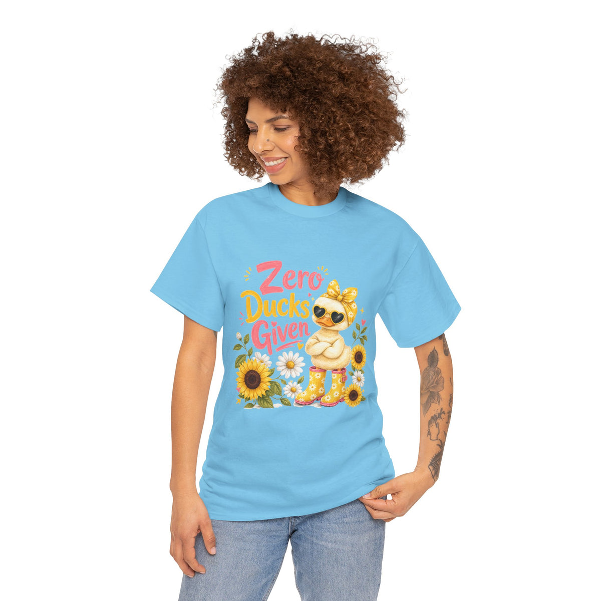 Zero Ducks Given T-Shirt | Cute Duck, Sunflowers, Funny Phrase