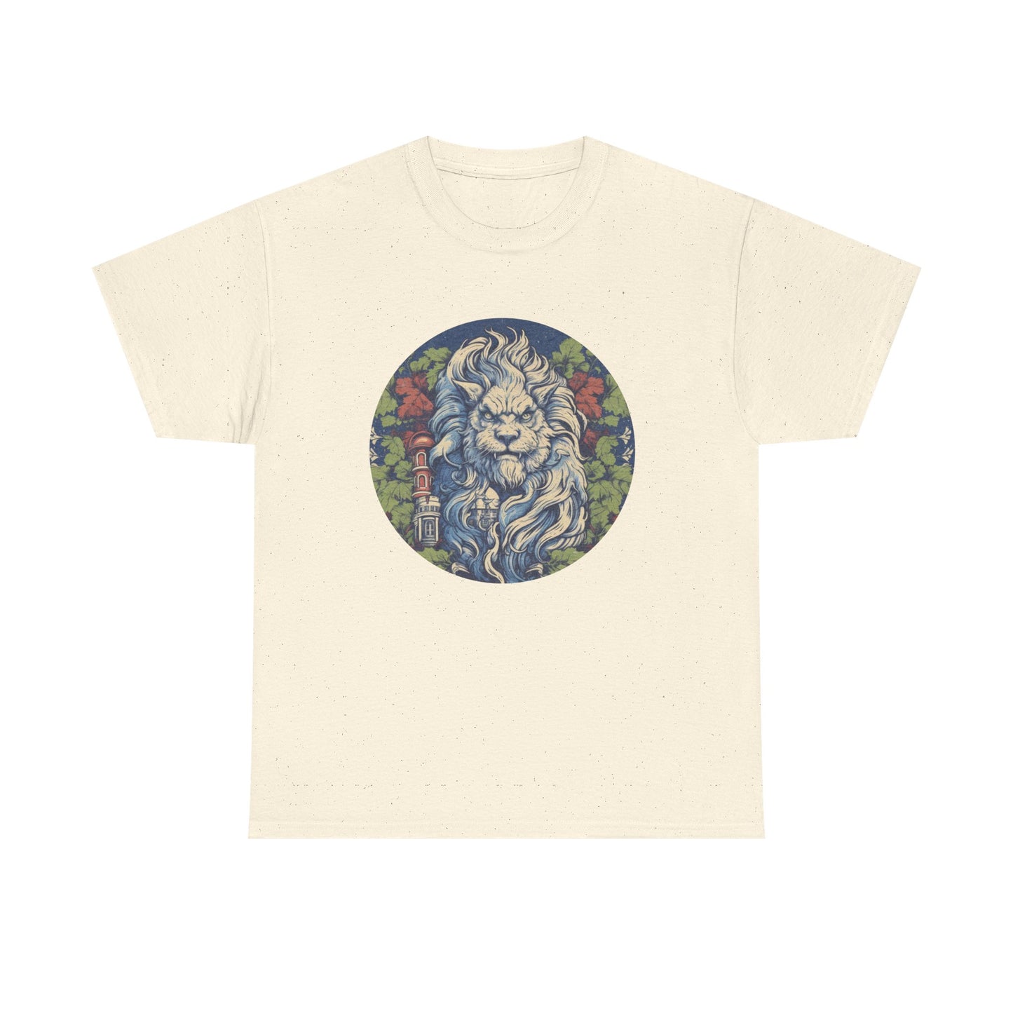 Lion Illustration T‑Shirt — Vintage Floral Lion Graphic Tee