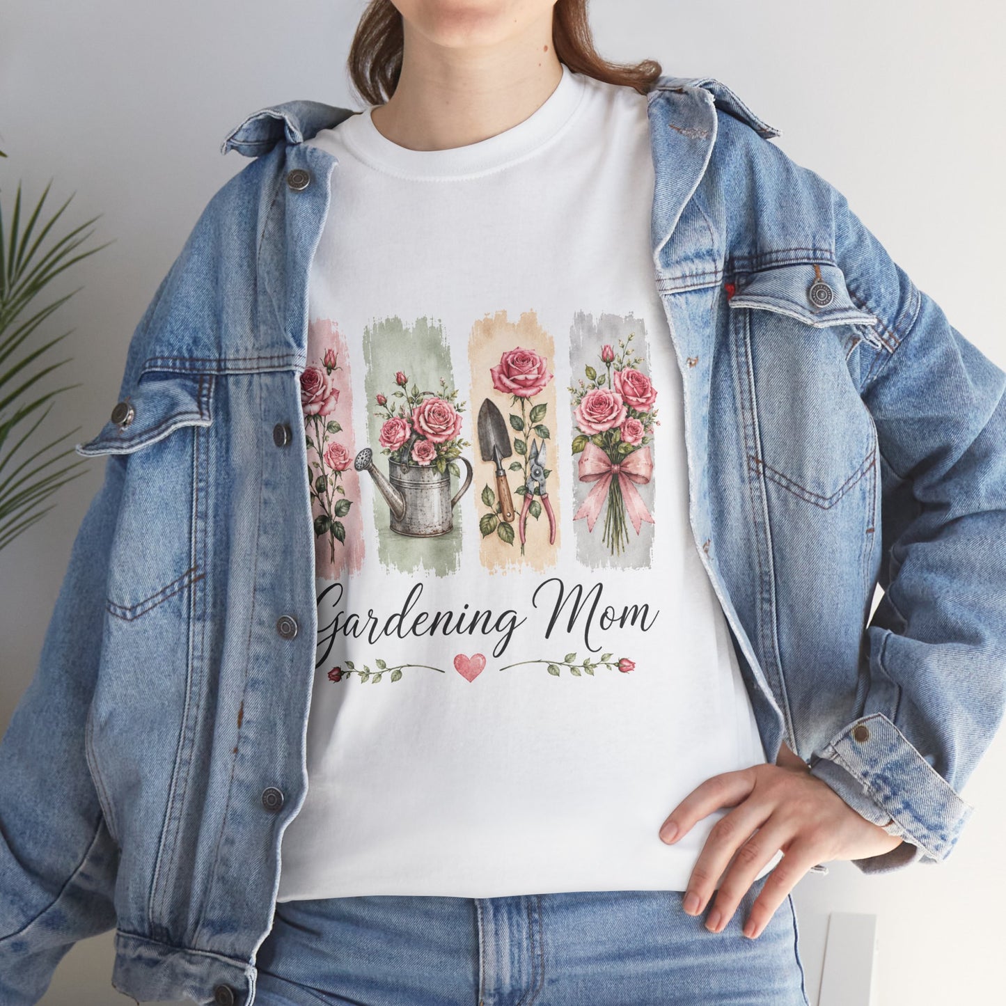 Gardening Mom T-Shirt – Floral Watercolor Garden Tools Tee