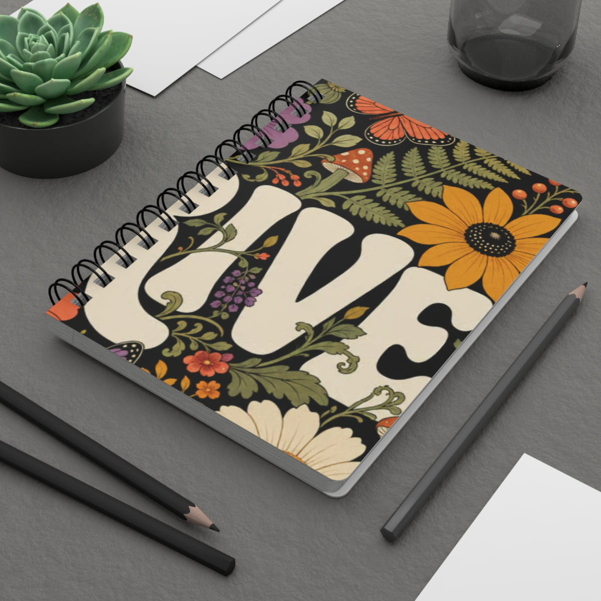 THRIVE Book Club Floral Tea & Books Spiral Journal — Vintage Botanical Notebook for Writing, Notes & Gifts