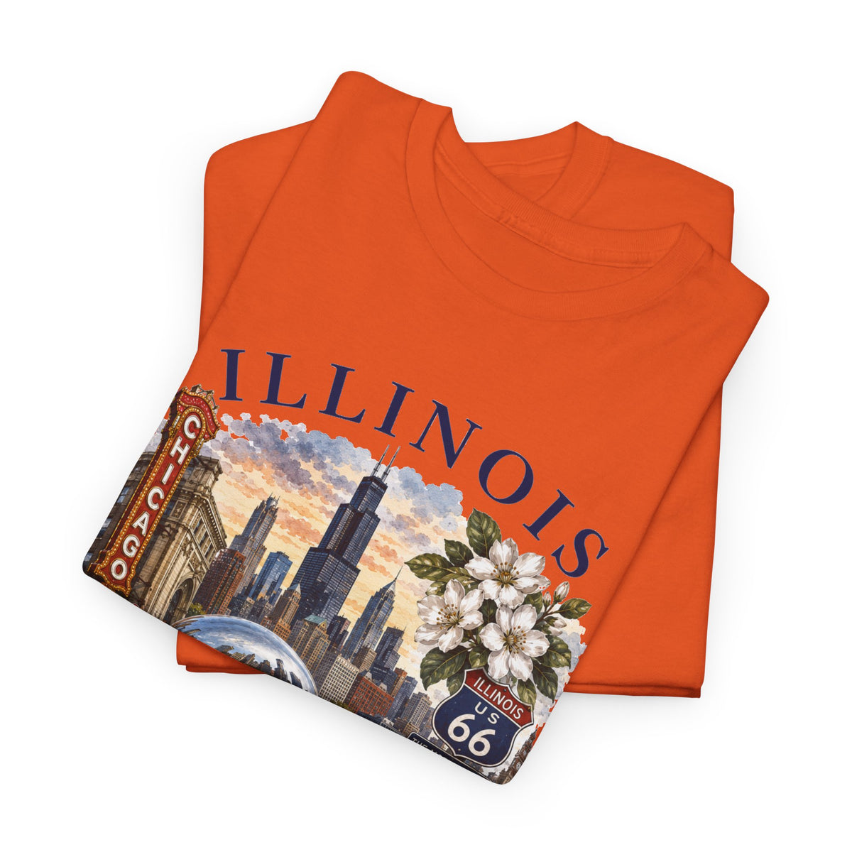 Illinois Vintage Travel T-Shirt — Chicago Route 66 Souvenir Tee