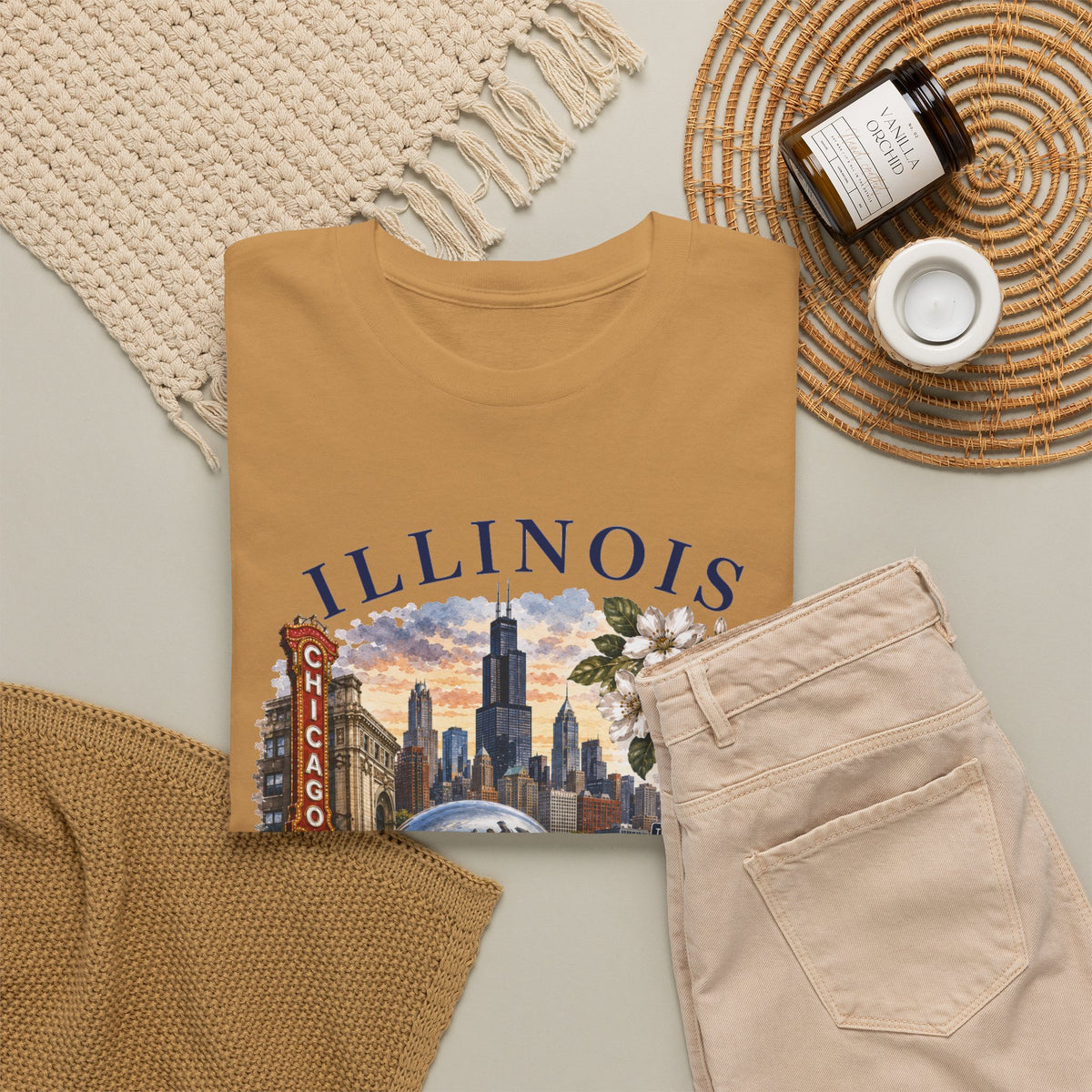 Illinois Vintage Travel T-Shirt — Chicago Route 66 Souvenir Tee