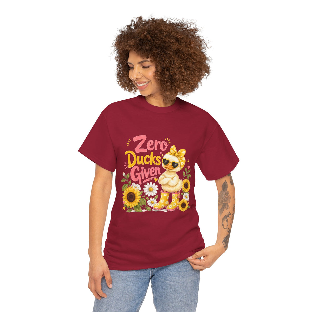 Zero Ducks Given T-Shirt | Cute Duck, Sunflowers, Funny Phrase
