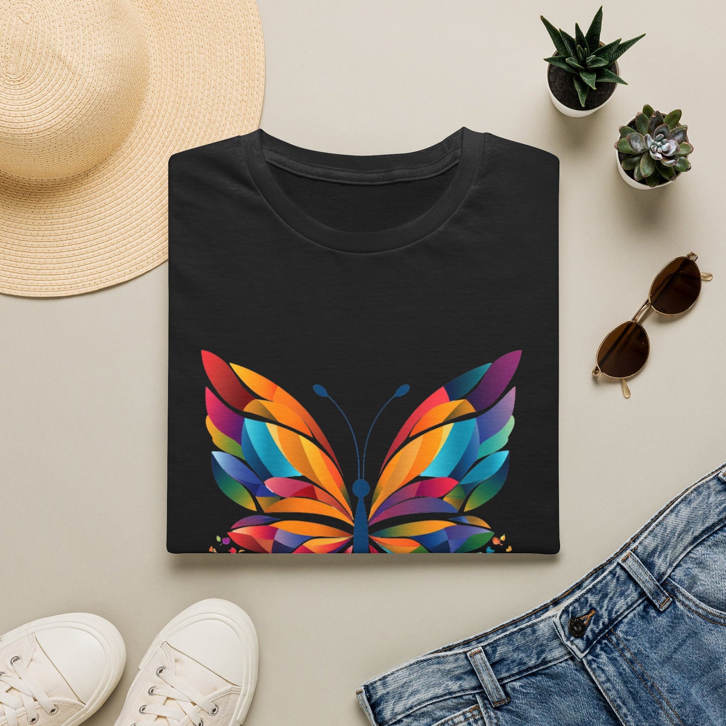 Colorful Butterfly T-Shirt — Vibrant Rainbow Wing Graphic Tee
