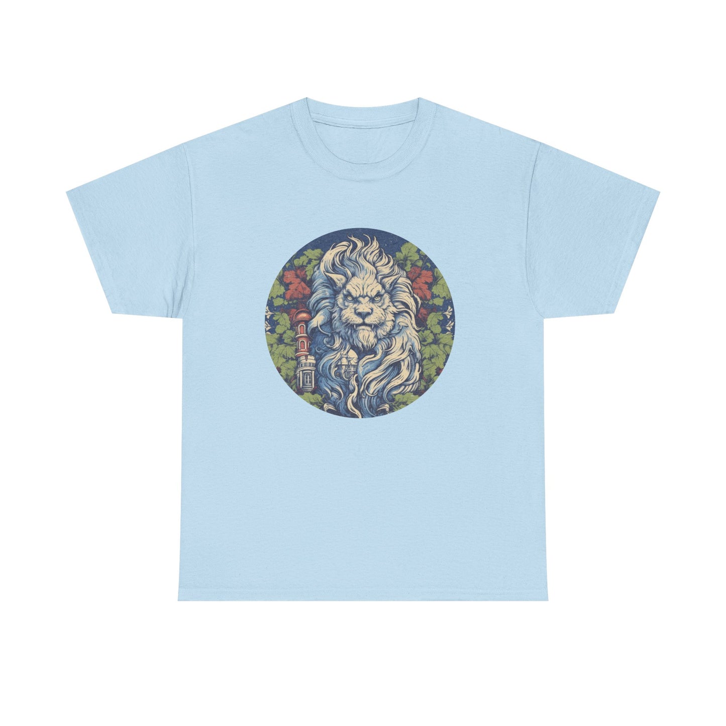 Lion Illustration T‑Shirt — Vintage Floral Lion Graphic Tee