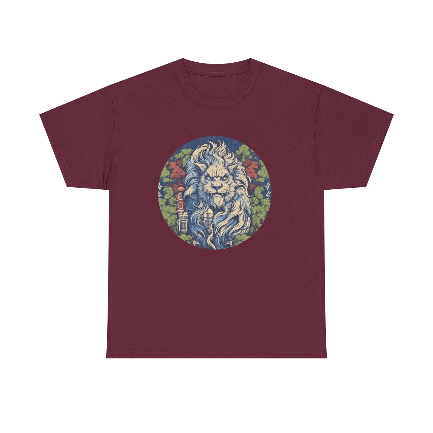 Lion Illustration T‑Shirt — Vintage Floral Lion Graphic Tee