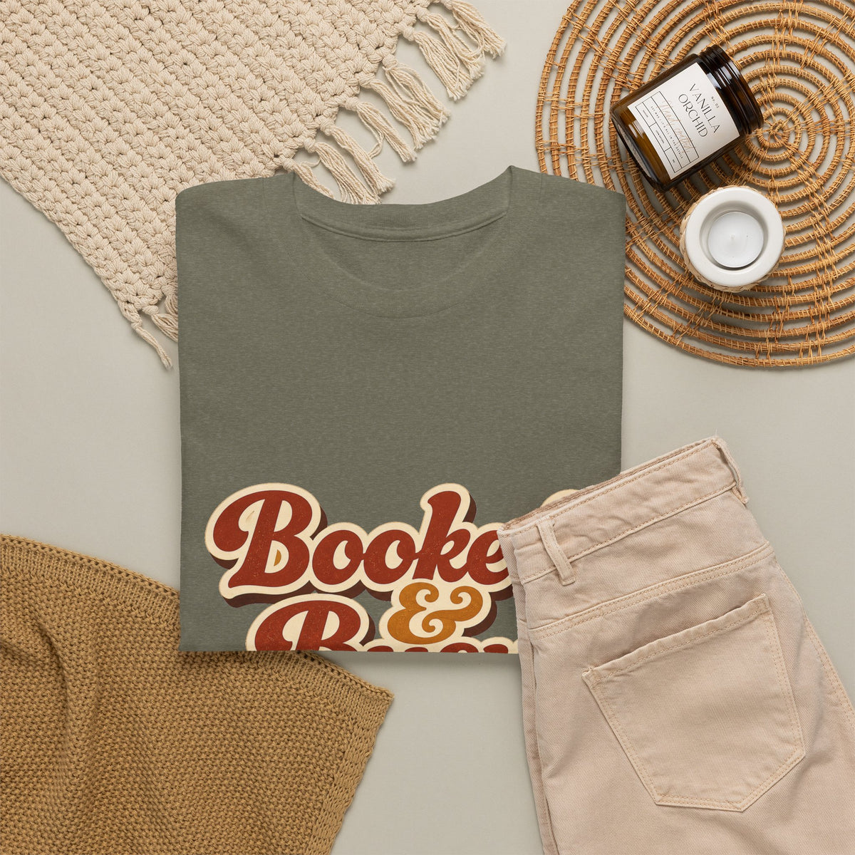 Booked & Busy T-Shirt — Cozy Book Lover Tee with Coffee Stack