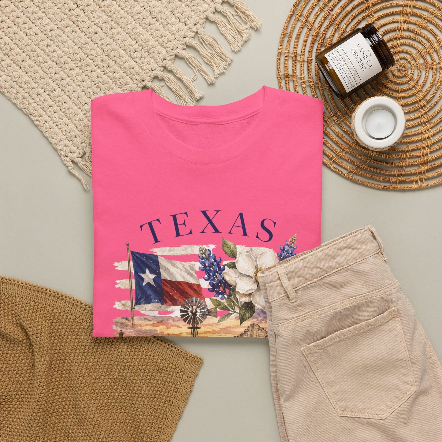 Texas Vintage Scenic T-Shirt — Lone Star & Wildflower Graphic