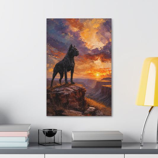 Black Cane Corso Sunset Canyon Wall Art