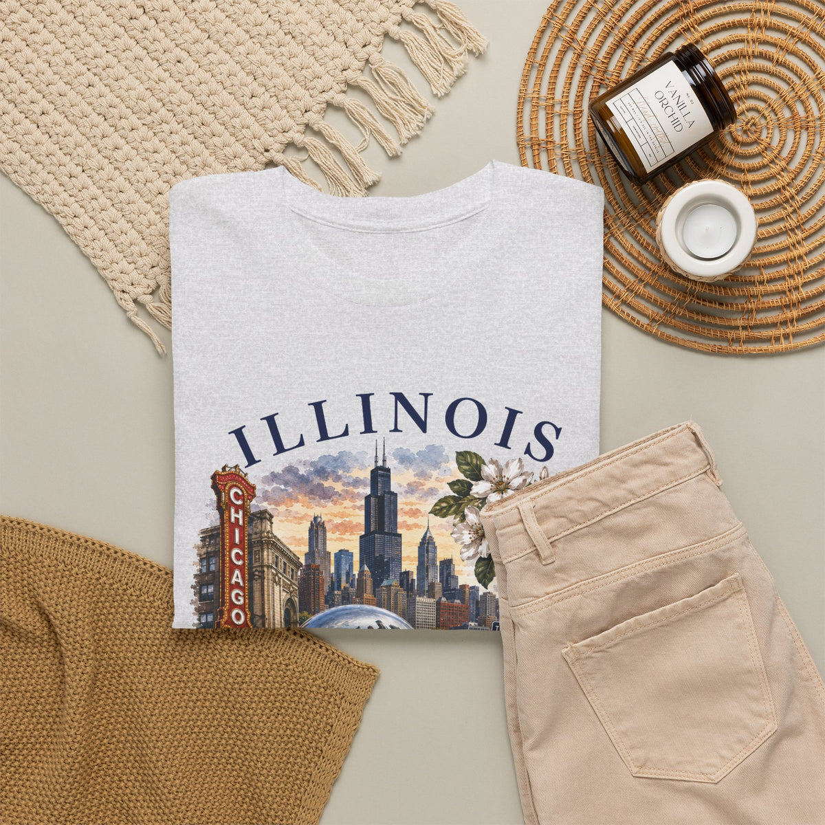 Illinois Vintage Travel T-Shirt — Chicago Route 66 Souvenir Tee