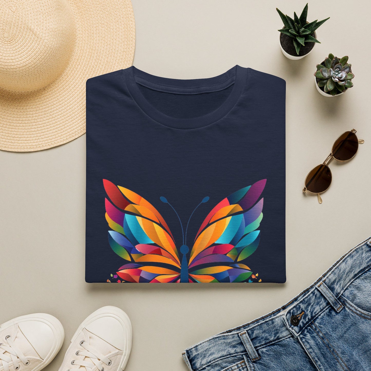 Colorful Butterfly T-Shirt — Vibrant Rainbow Wing Graphic Tee