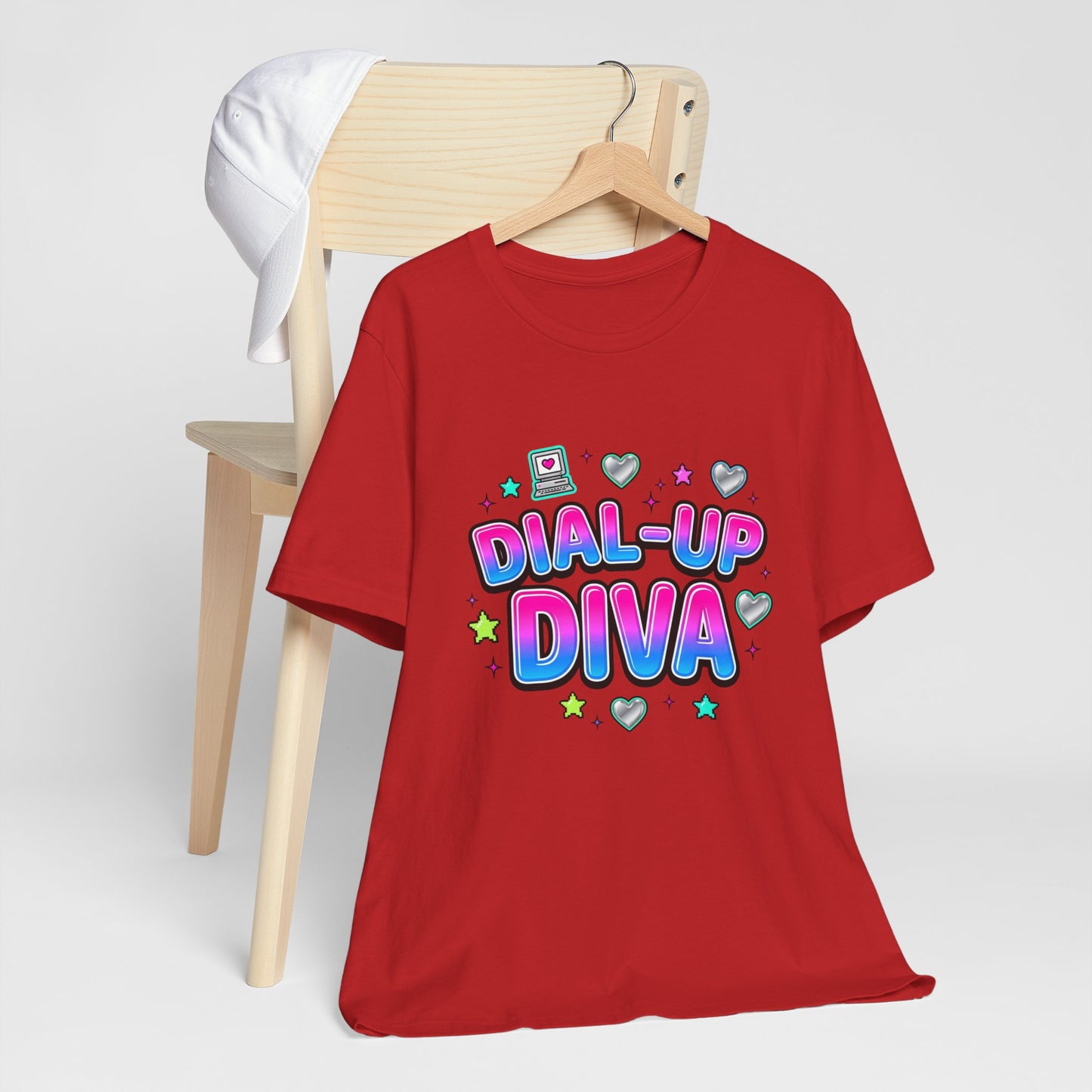 Dial-Up Diva Tee Y2K slogan, bubblegum pink cyber nostalgia