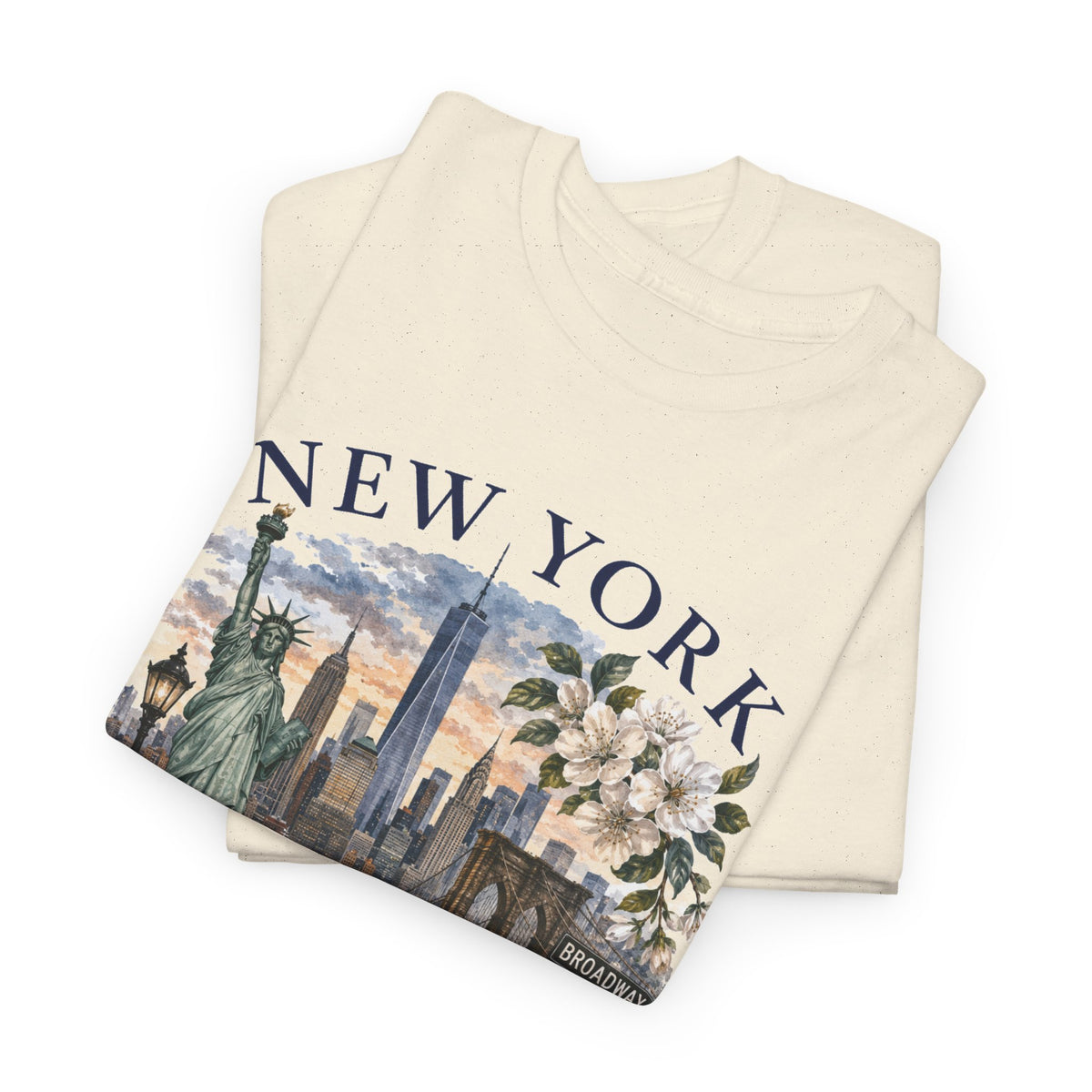 New York City Vintage Travel Tee — NYC Skyline, Yellow Cab & Landmark Collage