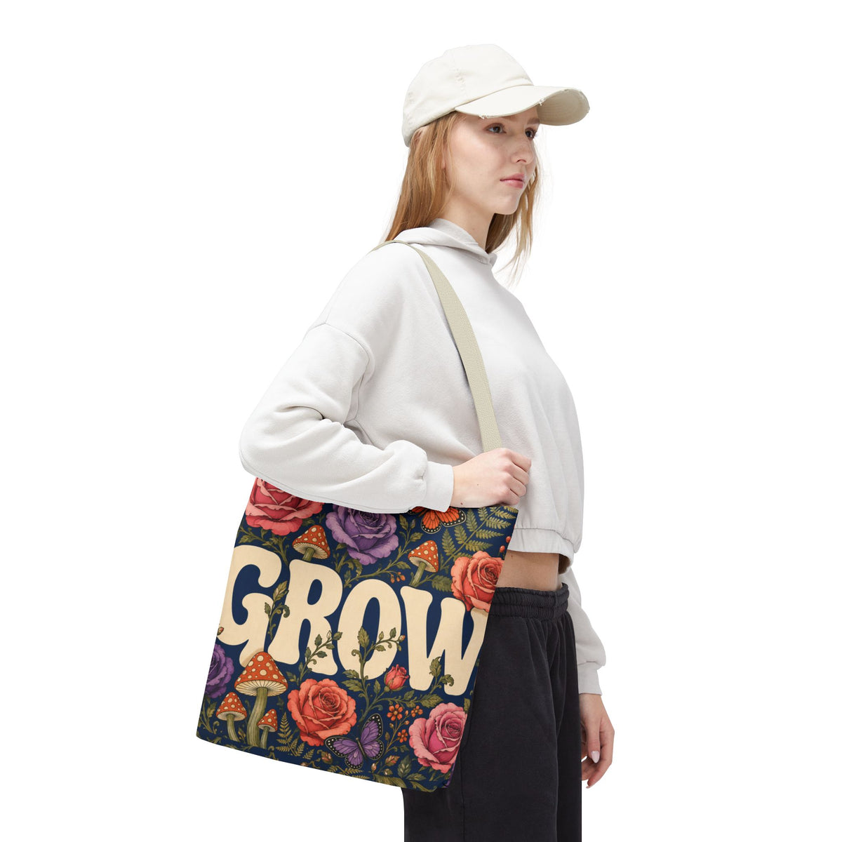 GROW Book Club Floral Books Tote Bag — Vintage Garden Print AOP