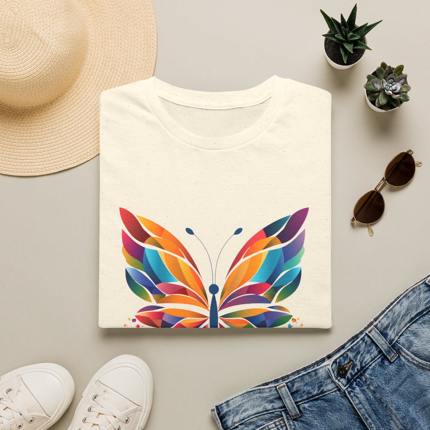 Colorful Butterfly T-Shirt — Vibrant Rainbow Wing Graphic Tee