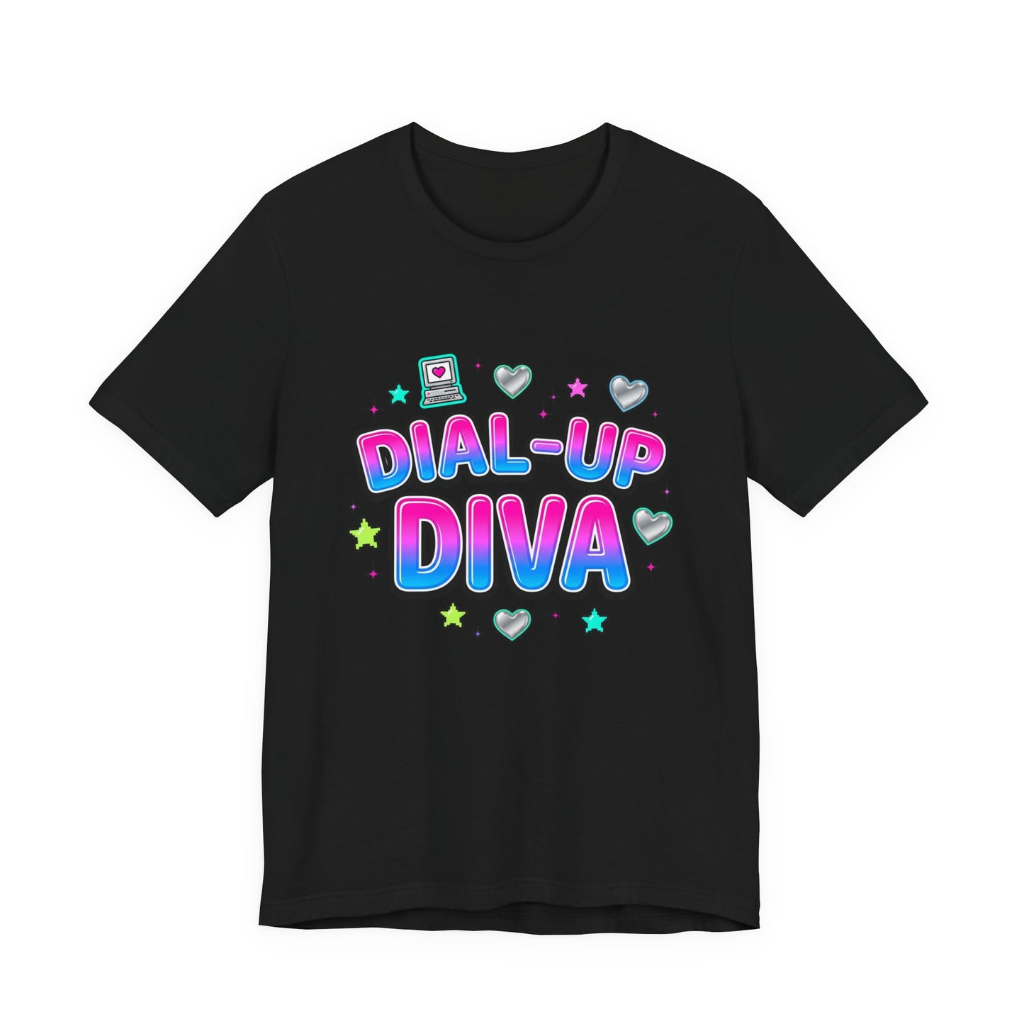 Dial-Up Diva Tee Y2K slogan, bubblegum pink cyber nostalgia