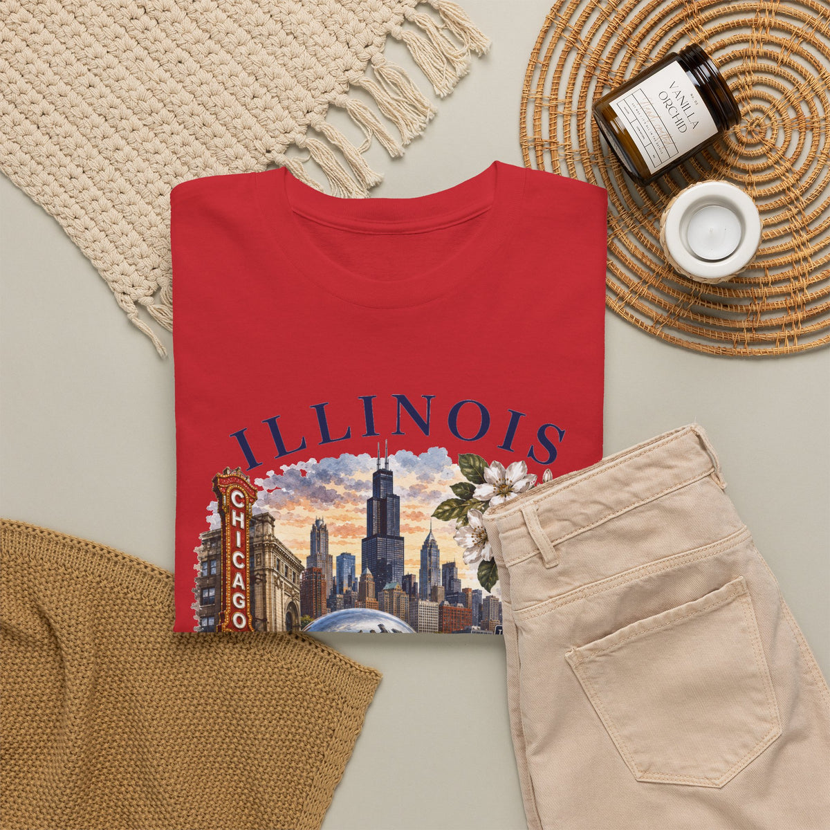 Illinois Vintage Travel T-Shirt — Chicago Route 66 Souvenir Tee