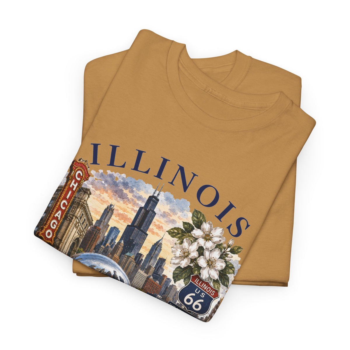 Illinois Vintage Travel T-Shirt — Chicago Route 66 Souvenir Tee