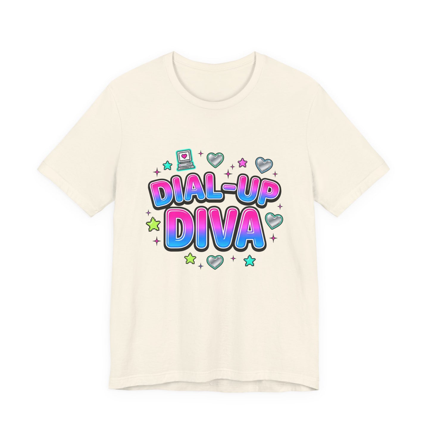Dial-Up Diva Tee Y2K slogan, bubblegum pink cyber nostalgia