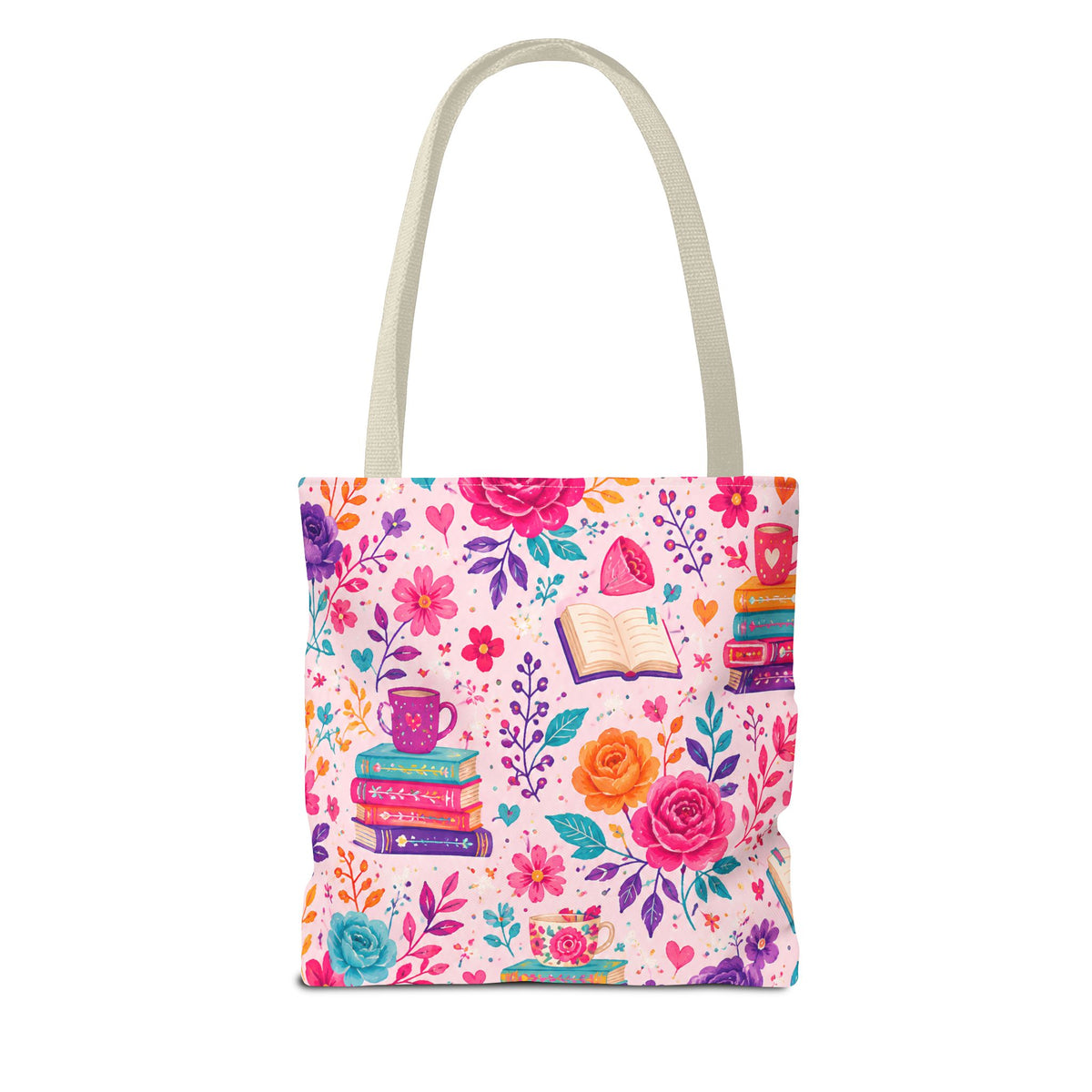 Enchanted Book Floral Books Tote Bag — Vintage Garden Print AOP