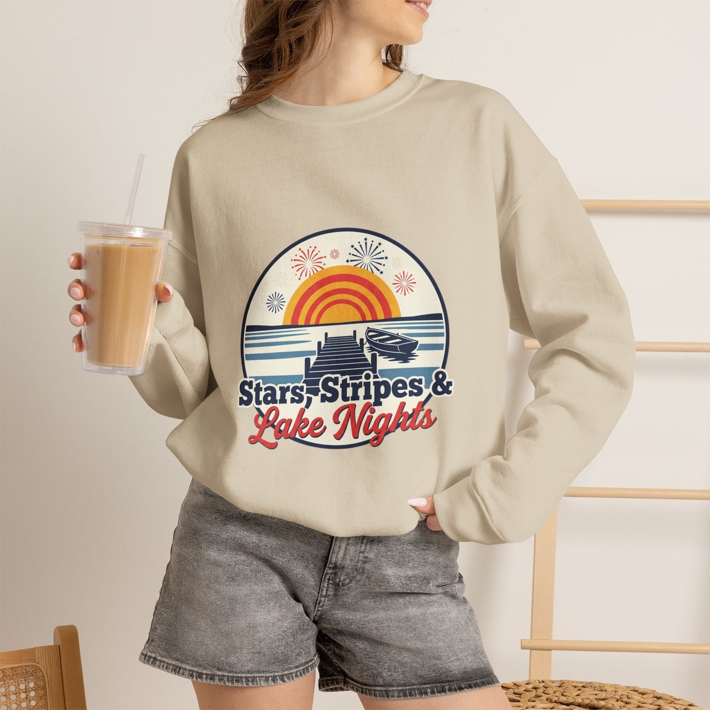 Stars, Stripes, & Lake Nights Unisex Heavy Blend™ Crewneck Sweatshirt