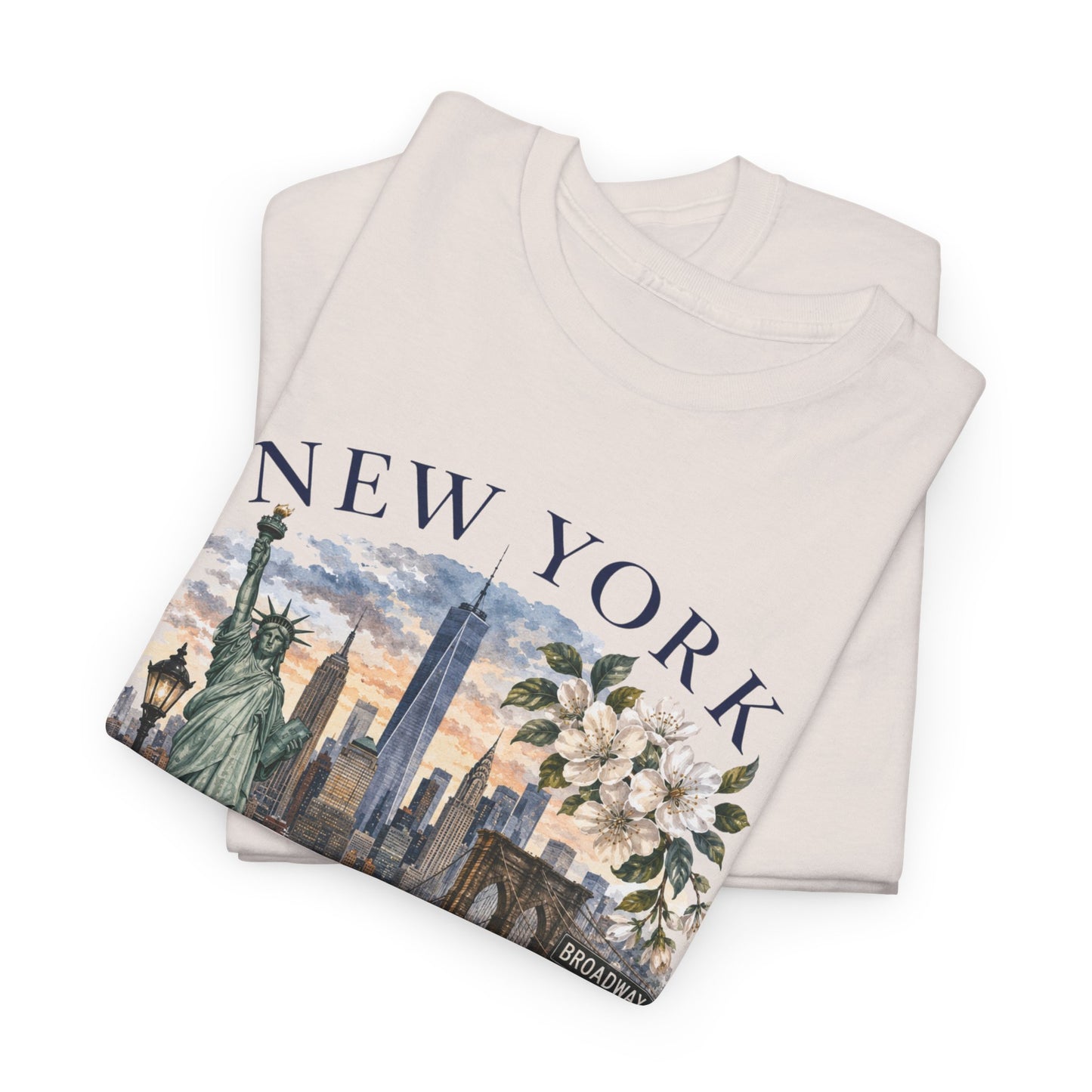 New York City Vintage Travel Tee — NYC Skyline, Yellow Cab & Landmark Collage