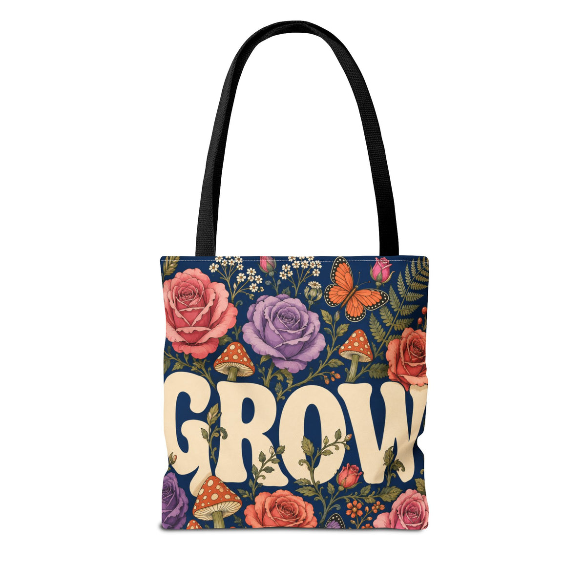 GROW Book Club Floral Books Tote Bag — Vintage Garden Print AOP