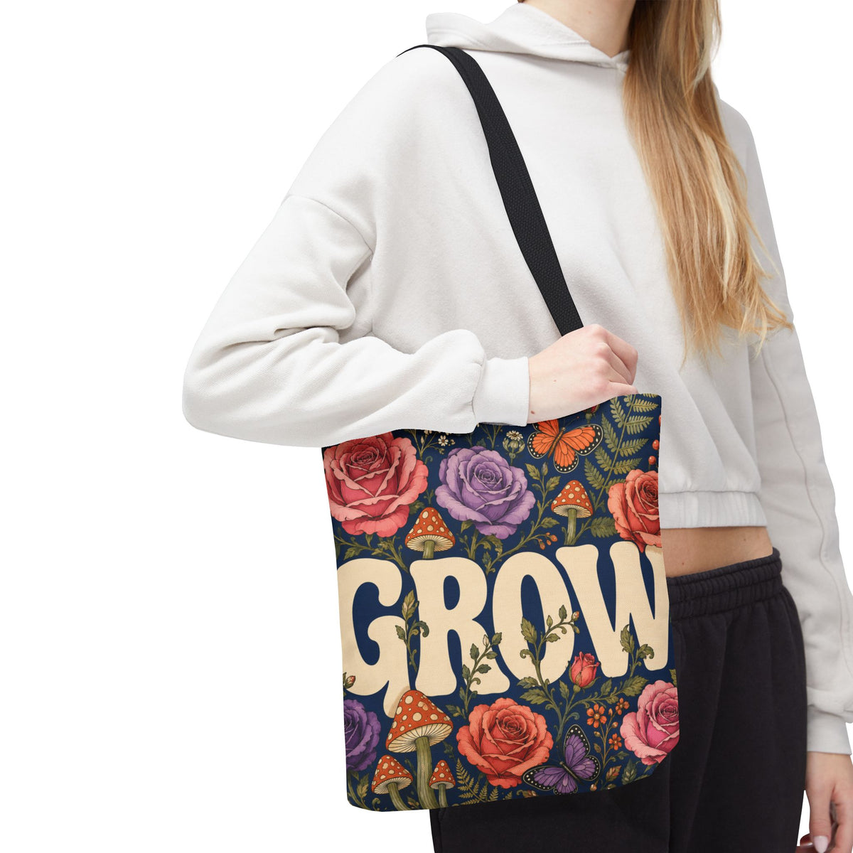 GROW Book Club Floral Books Tote Bag — Vintage Garden Print AOP