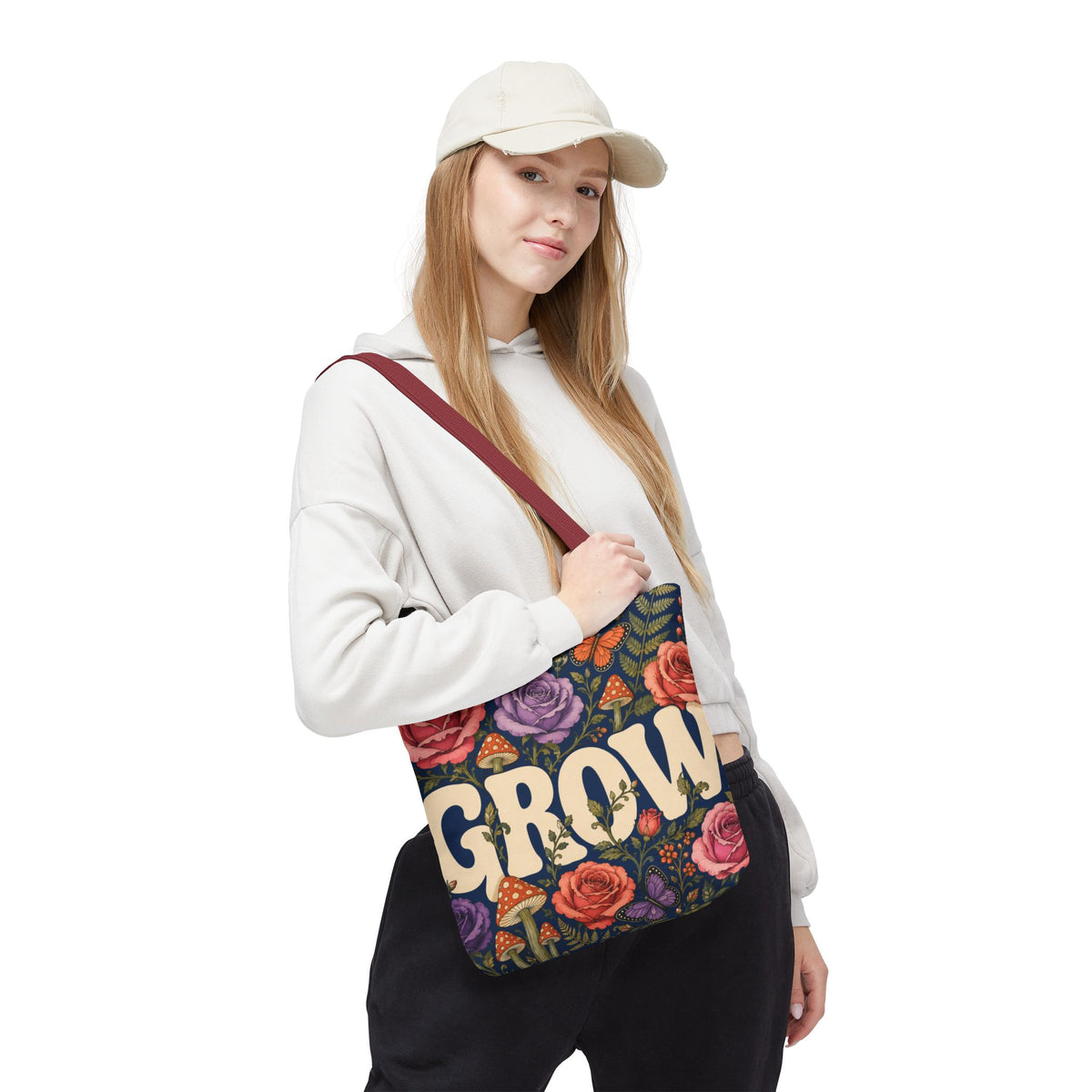 GROW Book Club Floral Books Tote Bag — Vintage Garden Print AOP