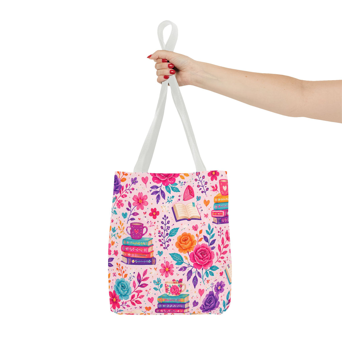Enchanted Book Floral Books Tote Bag — Vintage Garden Print AOP