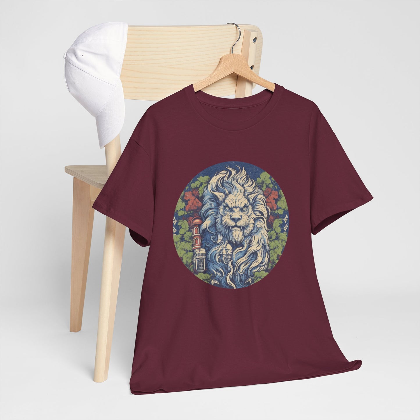 Lion Illustration T‑Shirt — Vintage Floral Lion Graphic Tee