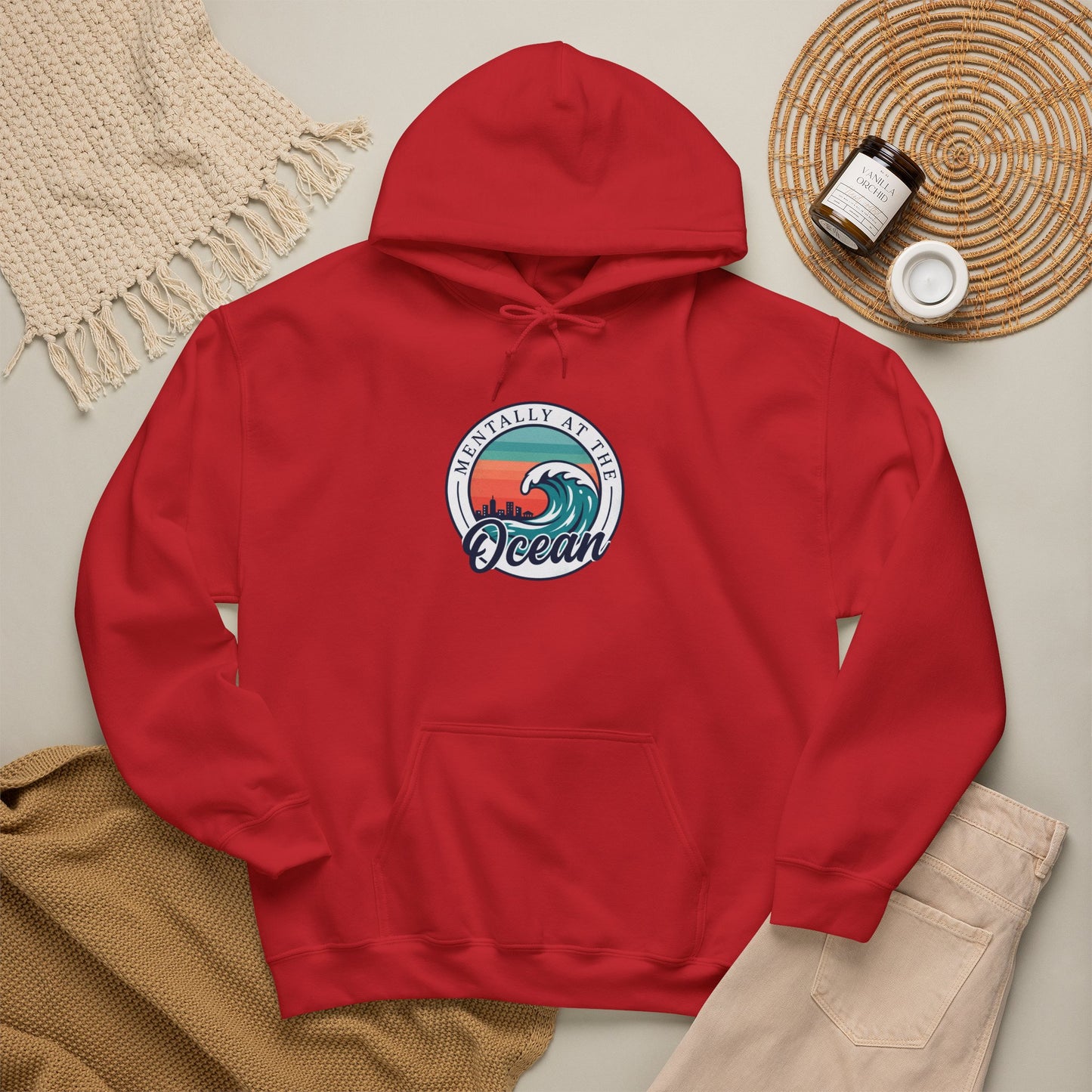 Ocean Waves Logo Hoodie | coastal aesthetic, sea breeze, pastel blue