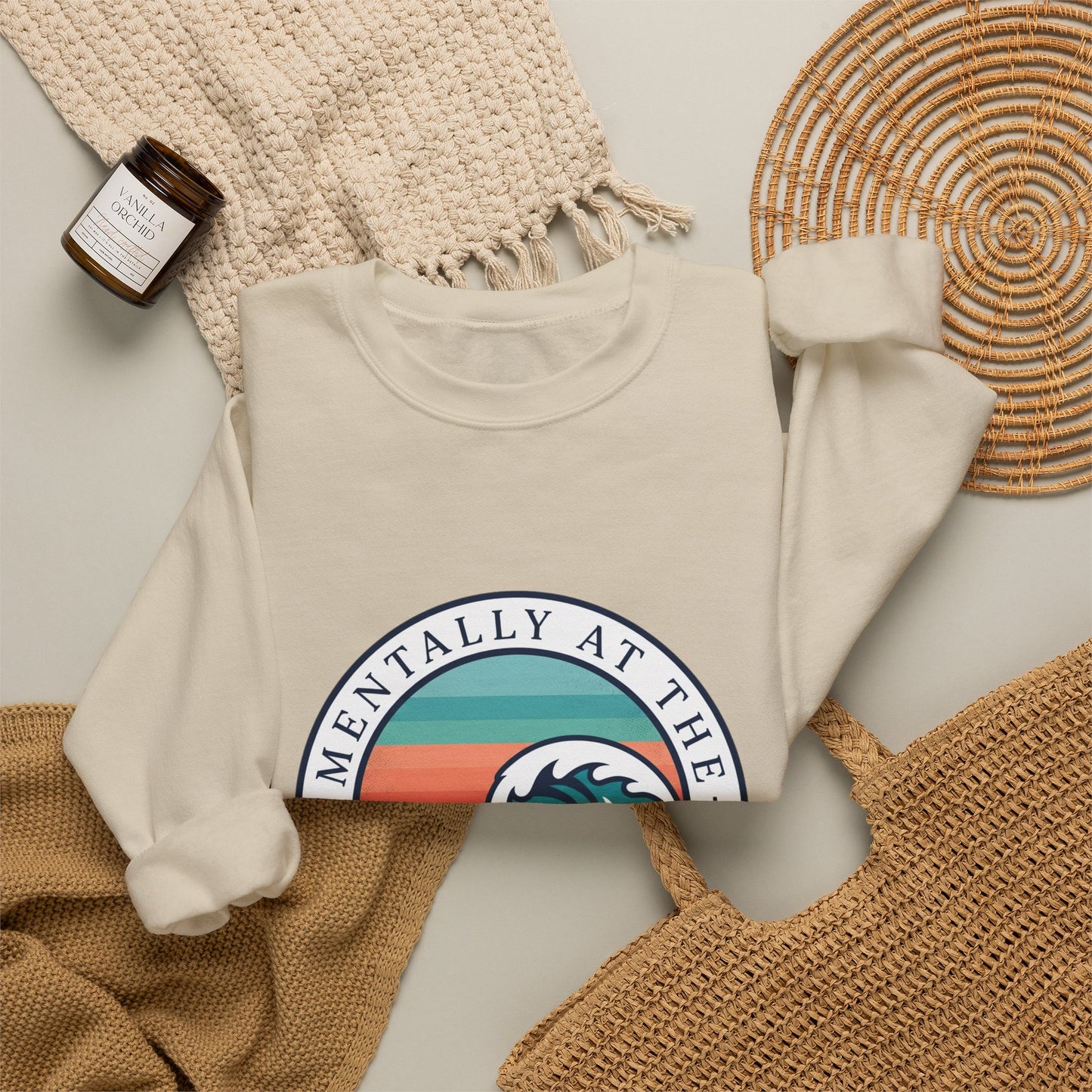 Mentally at the Ocean Crewneck Sweatshirt | coastal aesthetic, sea breeze