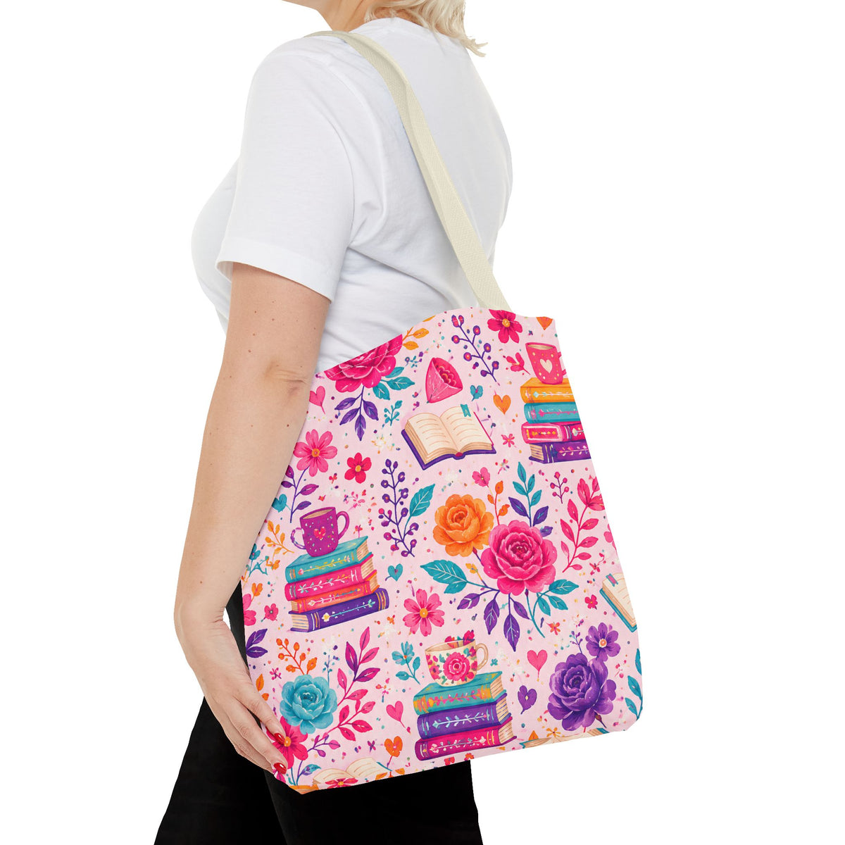 Enchanted Book Floral Books Tote Bag — Vintage Garden Print AOP