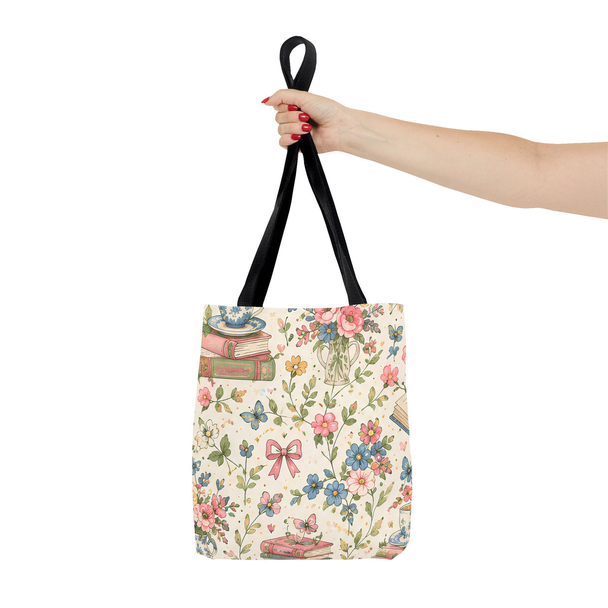 Bookish Blooms Floral Books Tote Bag — Vintage Garden Print AOP