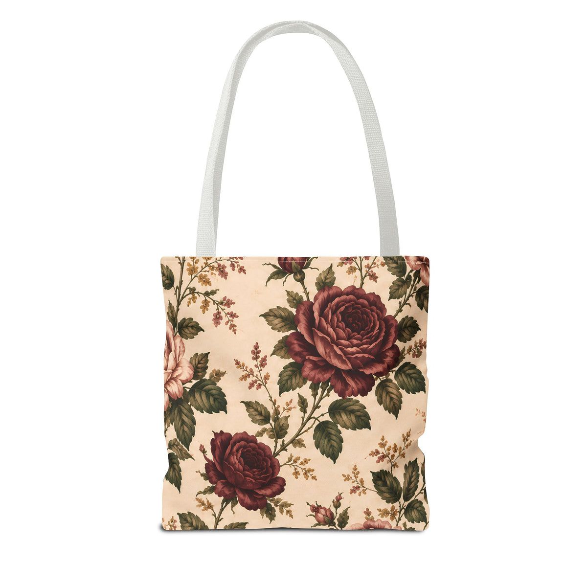 Southern Rose Floral Books Tote Bag — Vintage Garden Print AOP