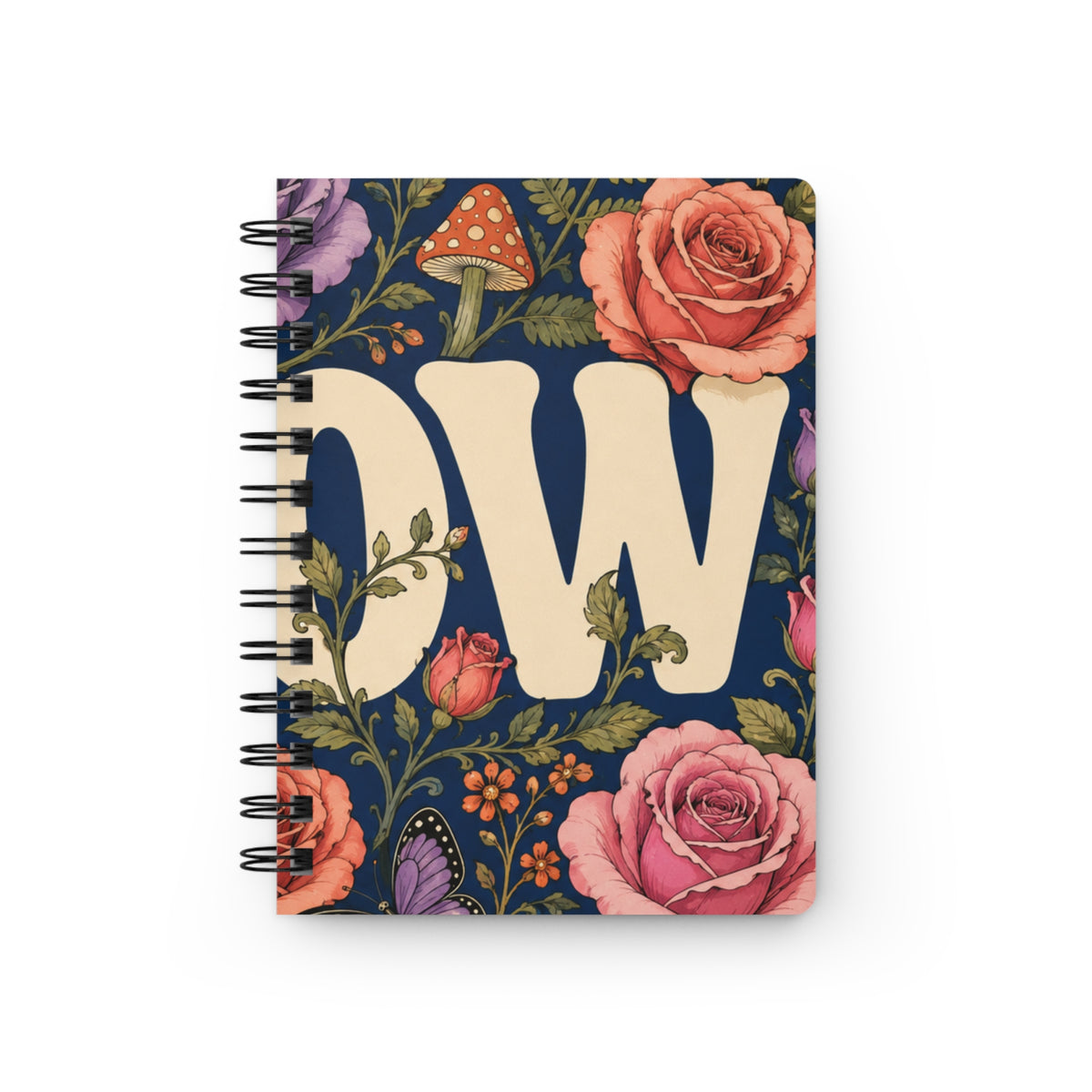 GROW Book Club Floral Tea & Books Spiral Journal — Vintage Botanical Notebook for Writing, Notes & Gifts