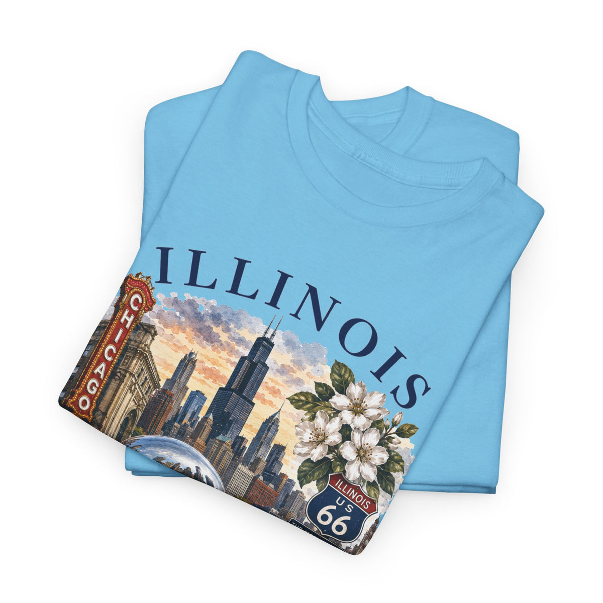 Illinois Vintage Travel T-Shirt — Chicago Route 66 Souvenir Tee