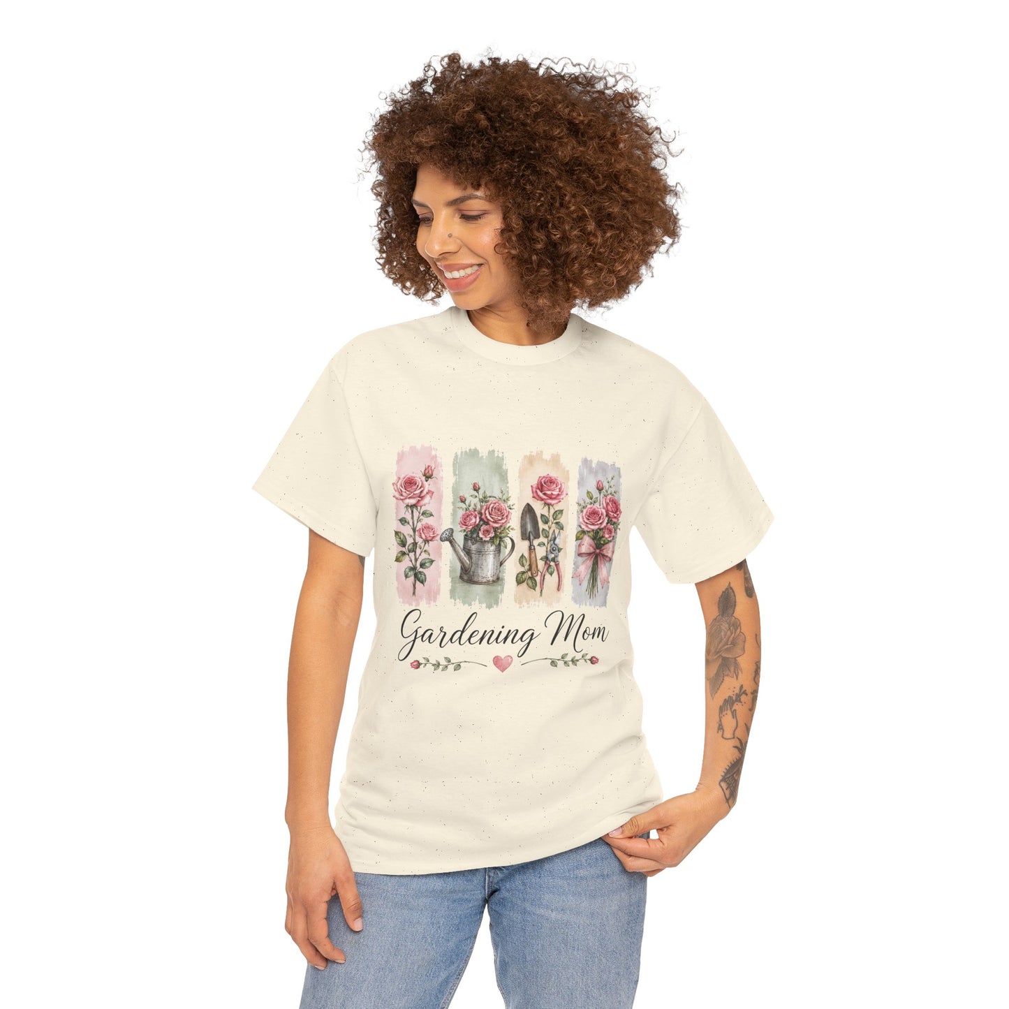 Gardening Mom T-Shirt – Floral Watercolor Garden Tools Tee