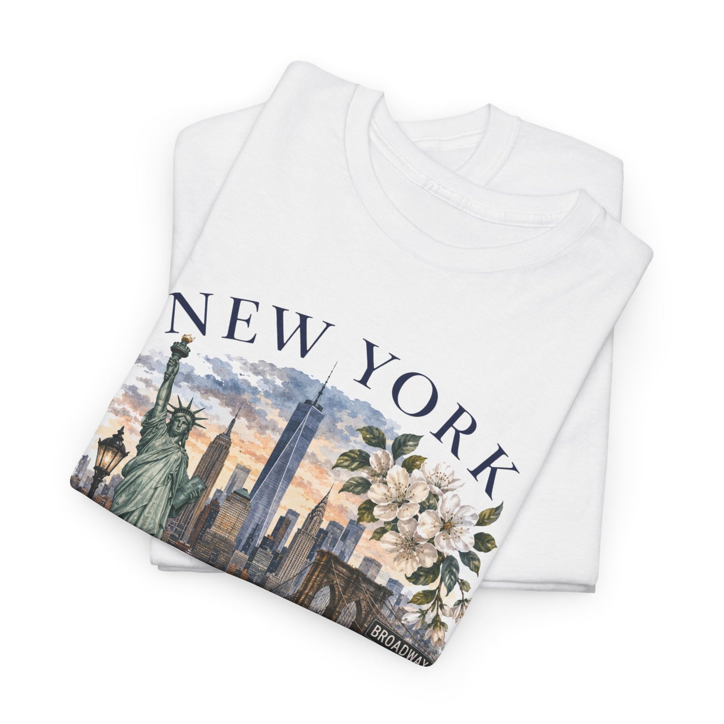 New York City Vintage Travel Tee — NYC Skyline, Yellow Cab & Landmark Collage