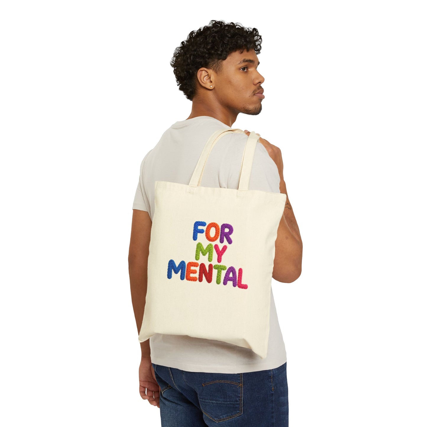 For My Mental Bag Cotton Canvas Tote — Mental Health Awareness Tote Bag