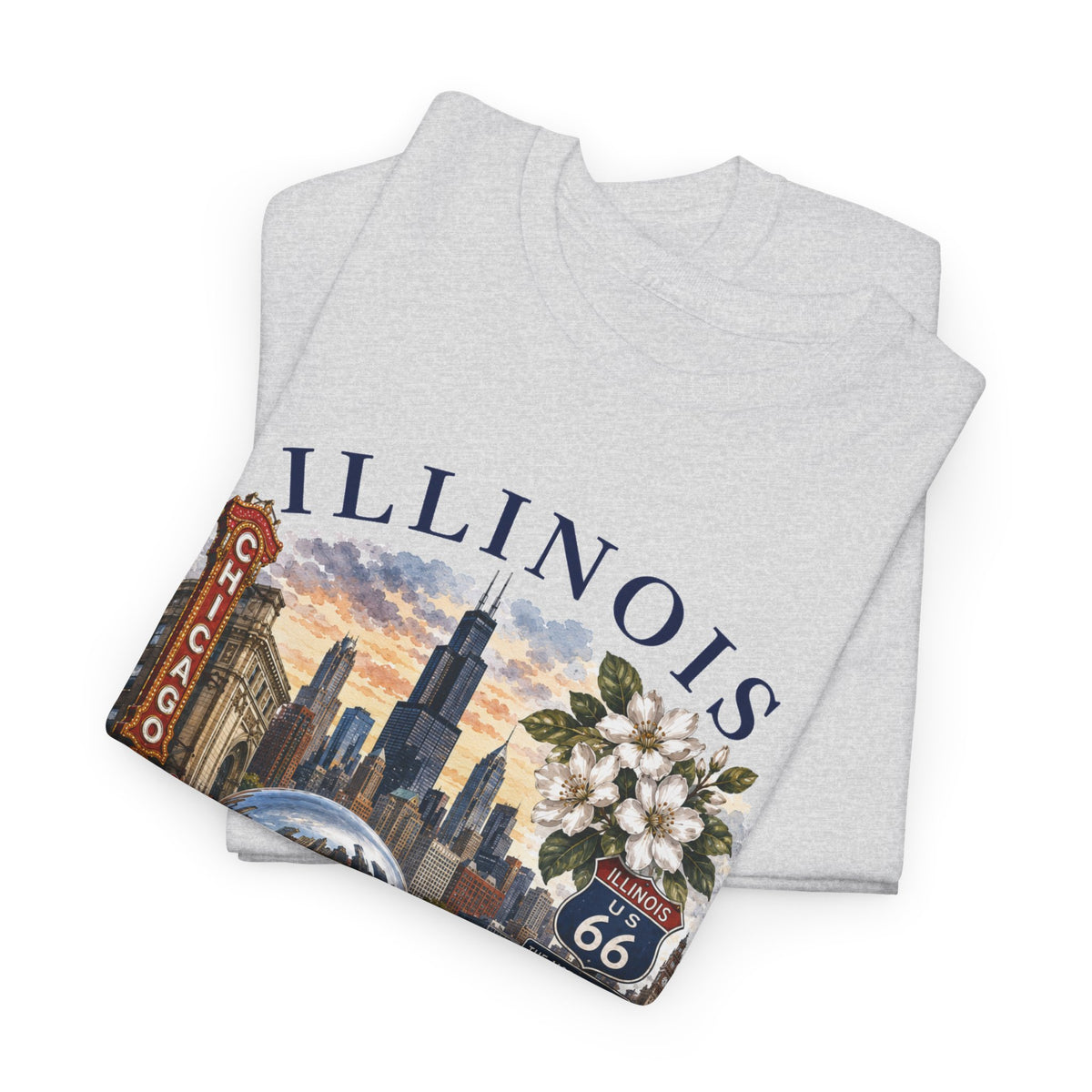 Illinois Vintage Travel T-Shirt — Chicago Route 66 Souvenir Tee