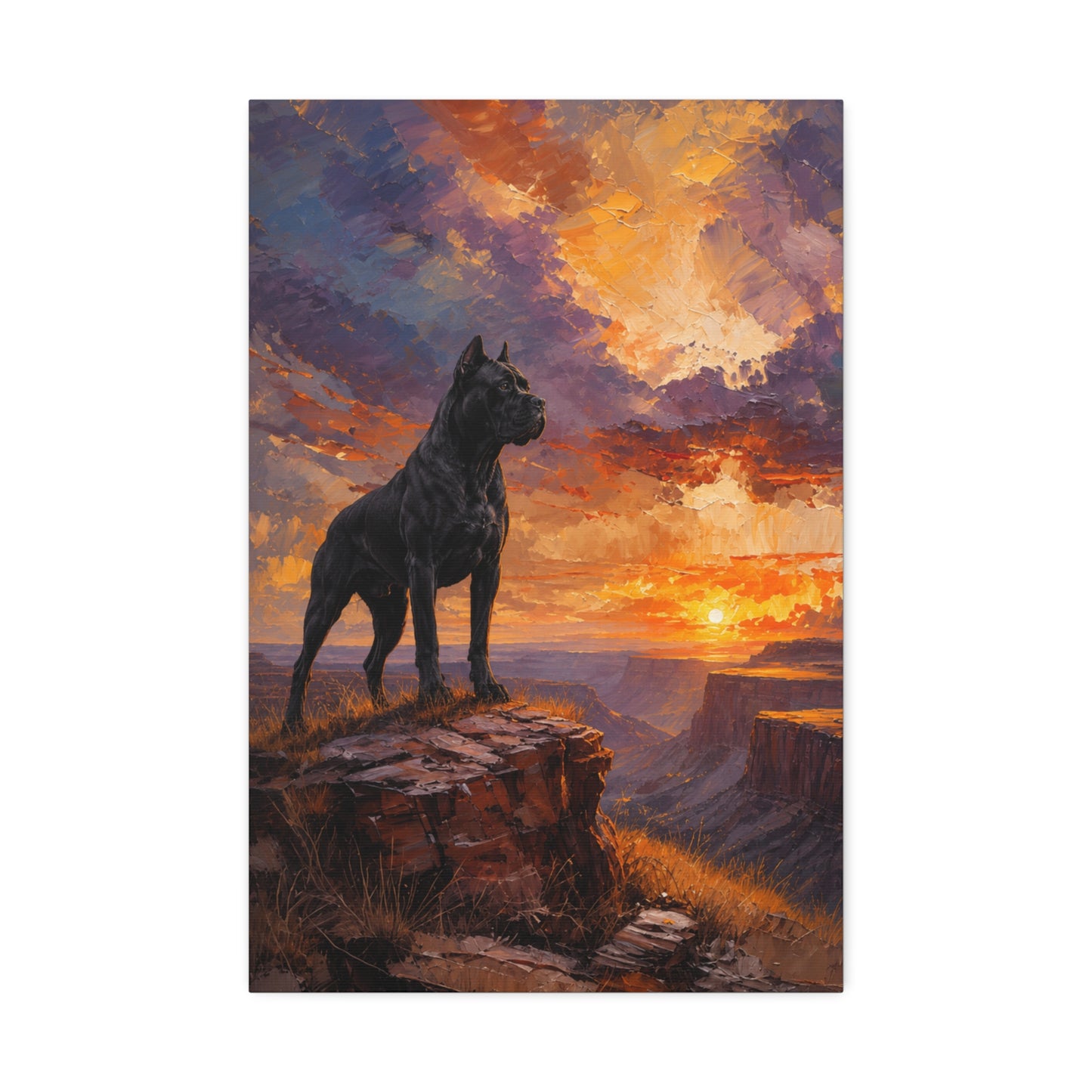 Black Cane Corso Sunset Canyon Wall Art