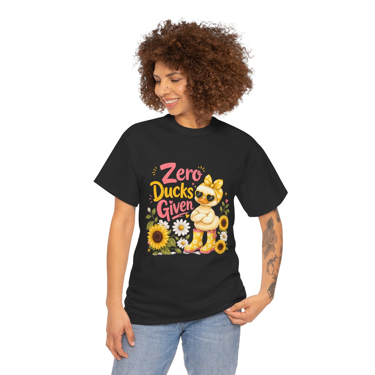 Zero Ducks Given T-Shirt | Cute Duck, Sunflowers, Funny Phrase