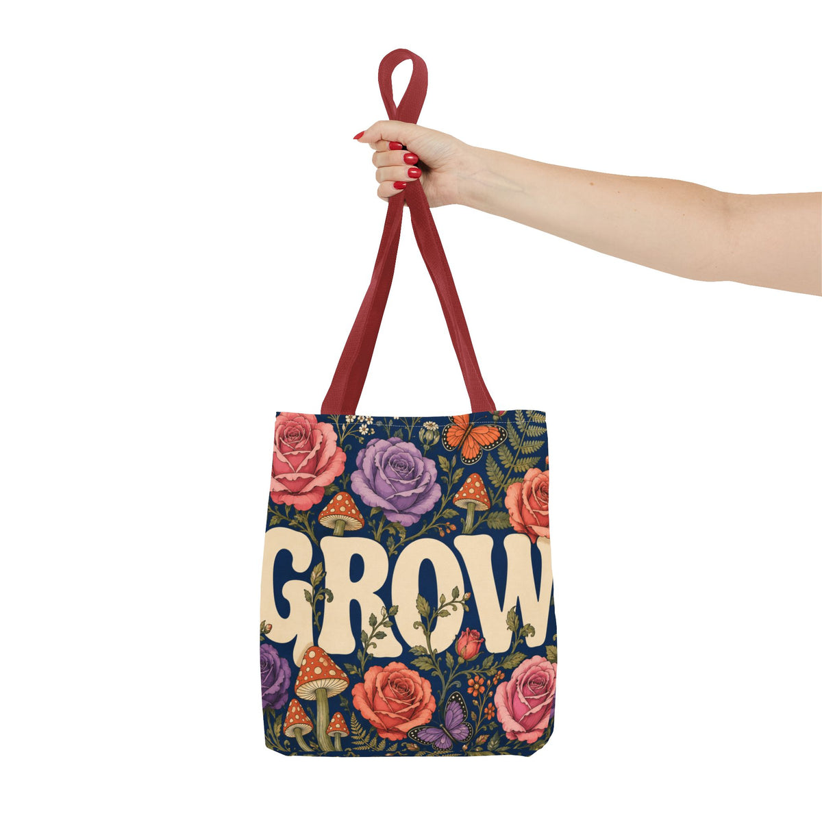 GROW Book Club Floral Books Tote Bag — Vintage Garden Print AOP