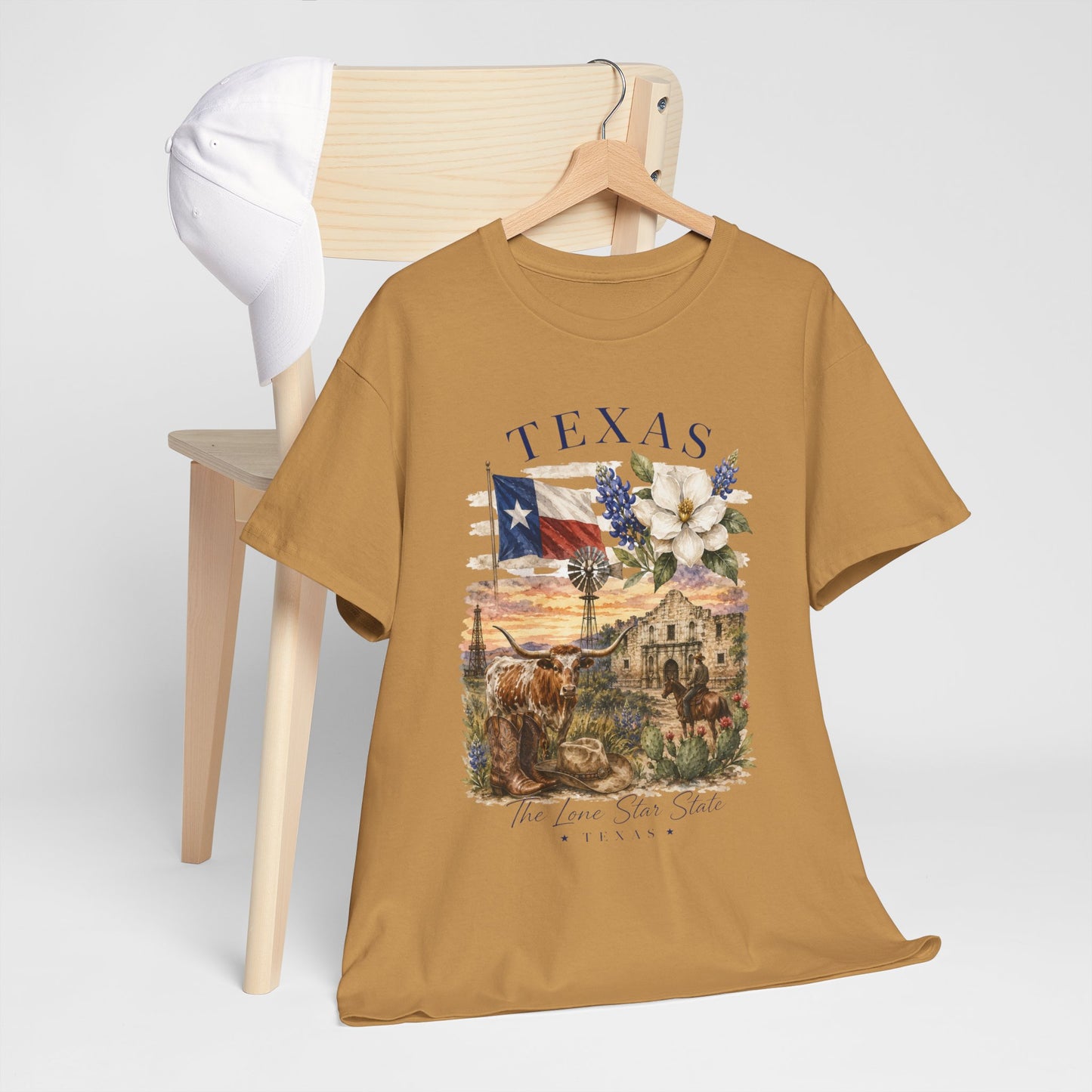Texas Vintage Scenic T-Shirt — Lone Star & Wildflower Graphic