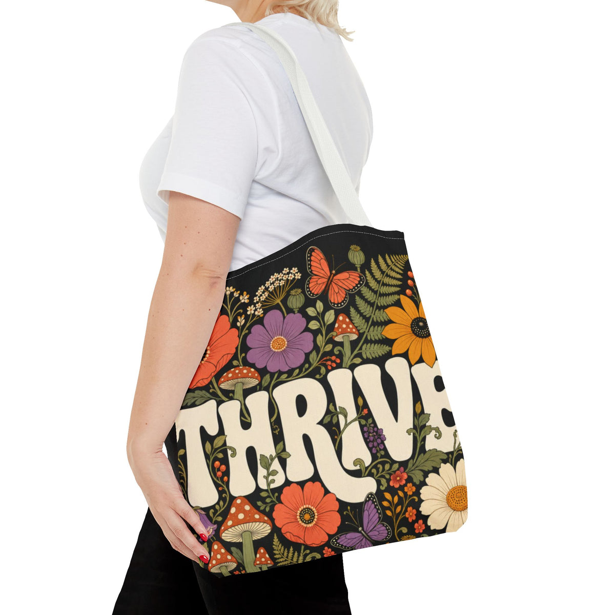 THRIVE Book Club Floral Books Tote Bag — Vintage Garden Print AOP
