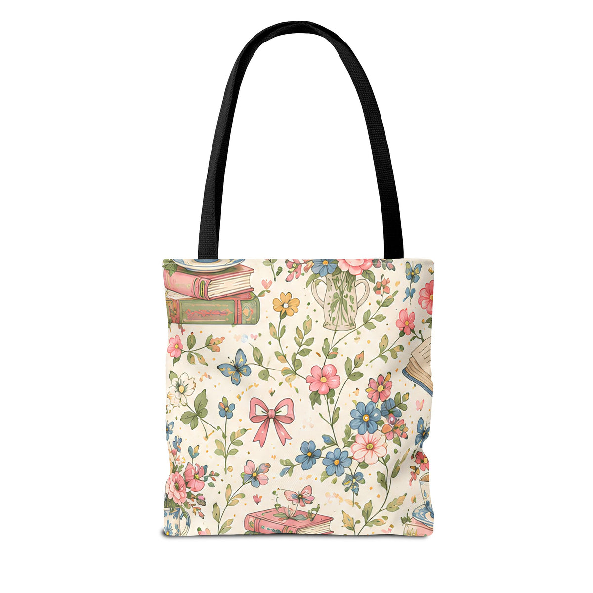 Bookish Blooms Floral Books Tote Bag — Vintage Garden Print AOP